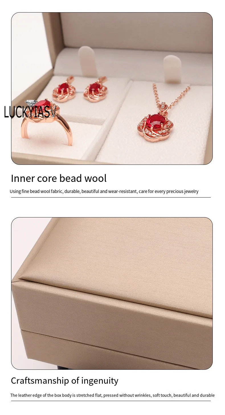 High Quality Leather Jewelry Ring Box Jewelry Gift Box Pair Ring Earrings Necklace Bracelet Box Jewlery Organizer Container 2023