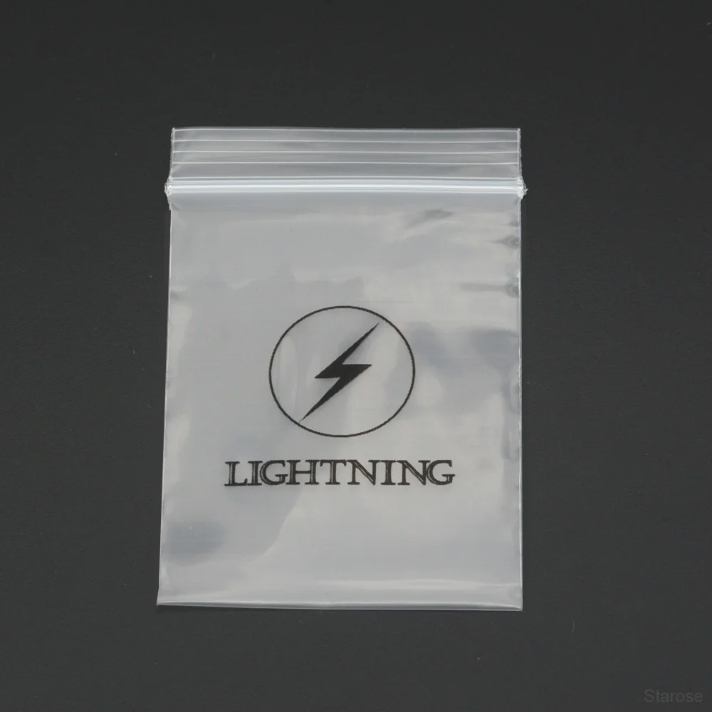 Starose 100Pcs New Print Black Light Plastic Bags Ziplock 6x4cm Clear Bags for Ring Piercing Jewelry Packaging Thickness 0.07mm