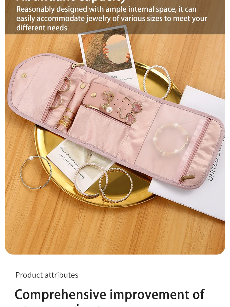 Foldable Jewellery Roll Convenient Jewellery Organiser Jewellery Bag Cosmetic Bag Jewellery Display Travel Home Folding Bag