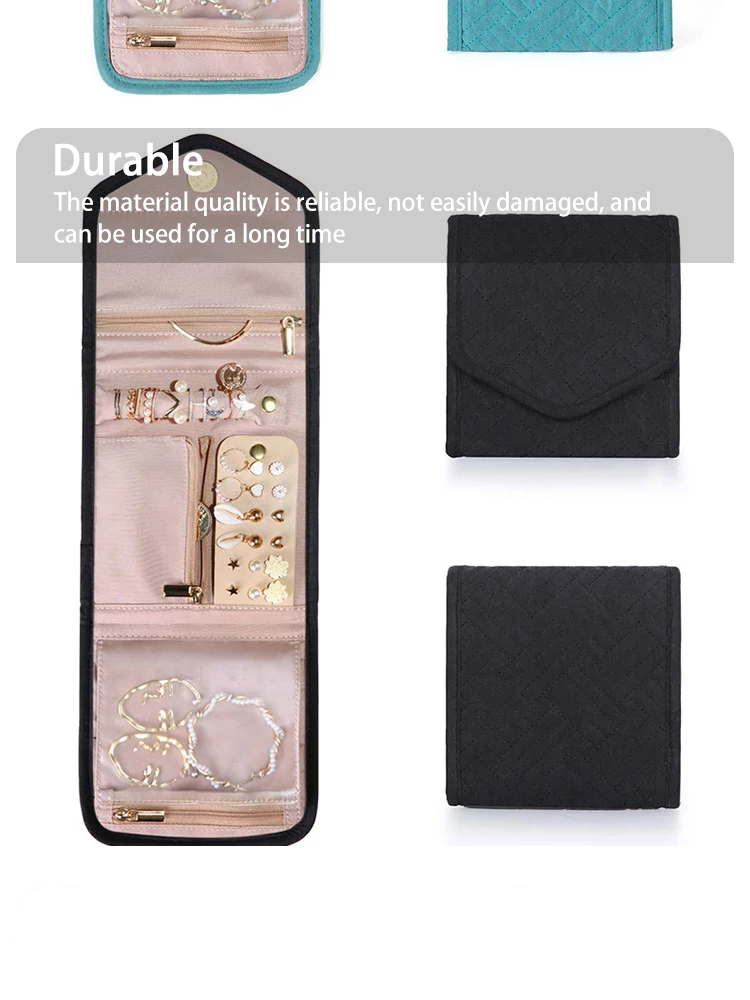 Foldable Jewellery Roll Convenient Jewellery Organiser Jewellery Bag Cosmetic Bag Jewellery Display Travel Home Folding Bag