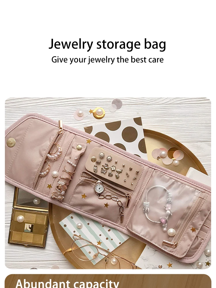 Foldable Jewellery Roll Convenient Jewellery Organiser Jewellery Bag Cosmetic Bag Jewellery Display Travel Home Folding Bag