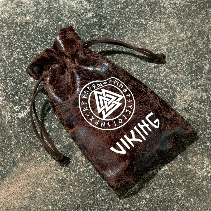 Viking Natural Wooden Boxes Retro PU Leather Bags Luxury Jewelry Packaging Handmade Vintage Storage Box Decorative Organizer