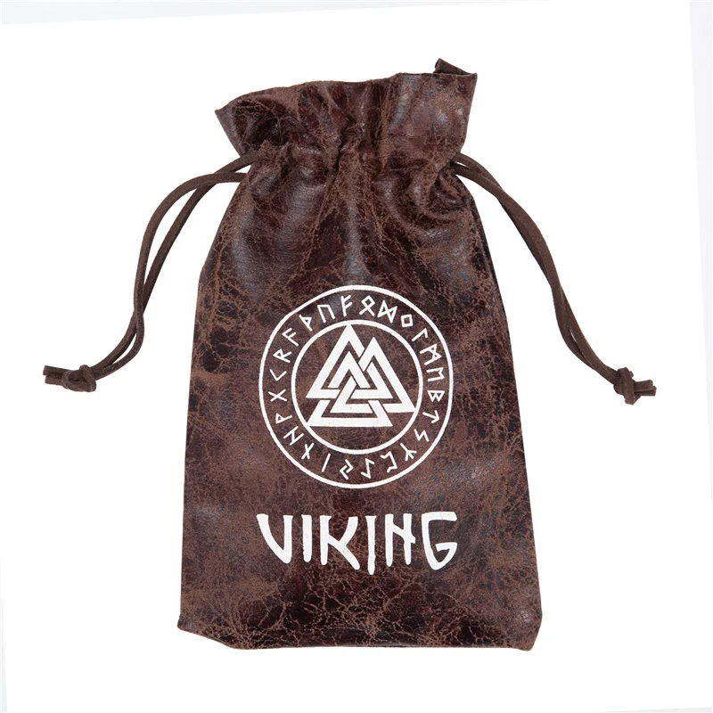 Viking Natural Wooden Boxes Retro PU Leather Bags Luxury Jewelry Packaging Handmade Vintage Storage Box Decorative Organizer