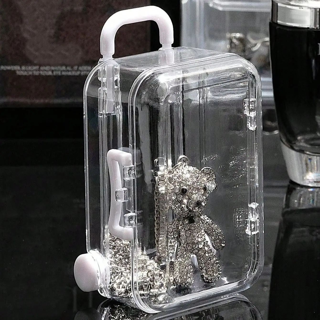 1Pc 5*7cm Transparent Mini Suitcase Trolley Luggage Handbag Model Earrings Necklace Ring Gift Display Box Candy Packaging Box