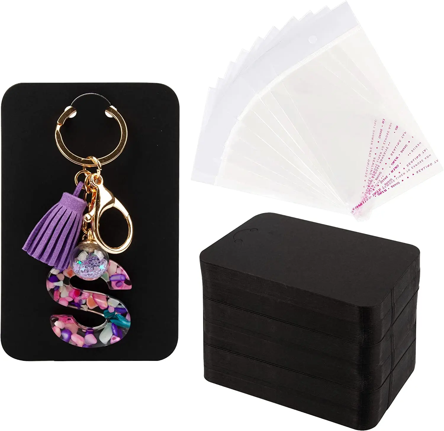 50pcs 7.5x12cm Keychain Packing Cards Kraft Paper Cards for DIY Jewelry Keychain Display Cardboard Keyrings Retail Price Tags