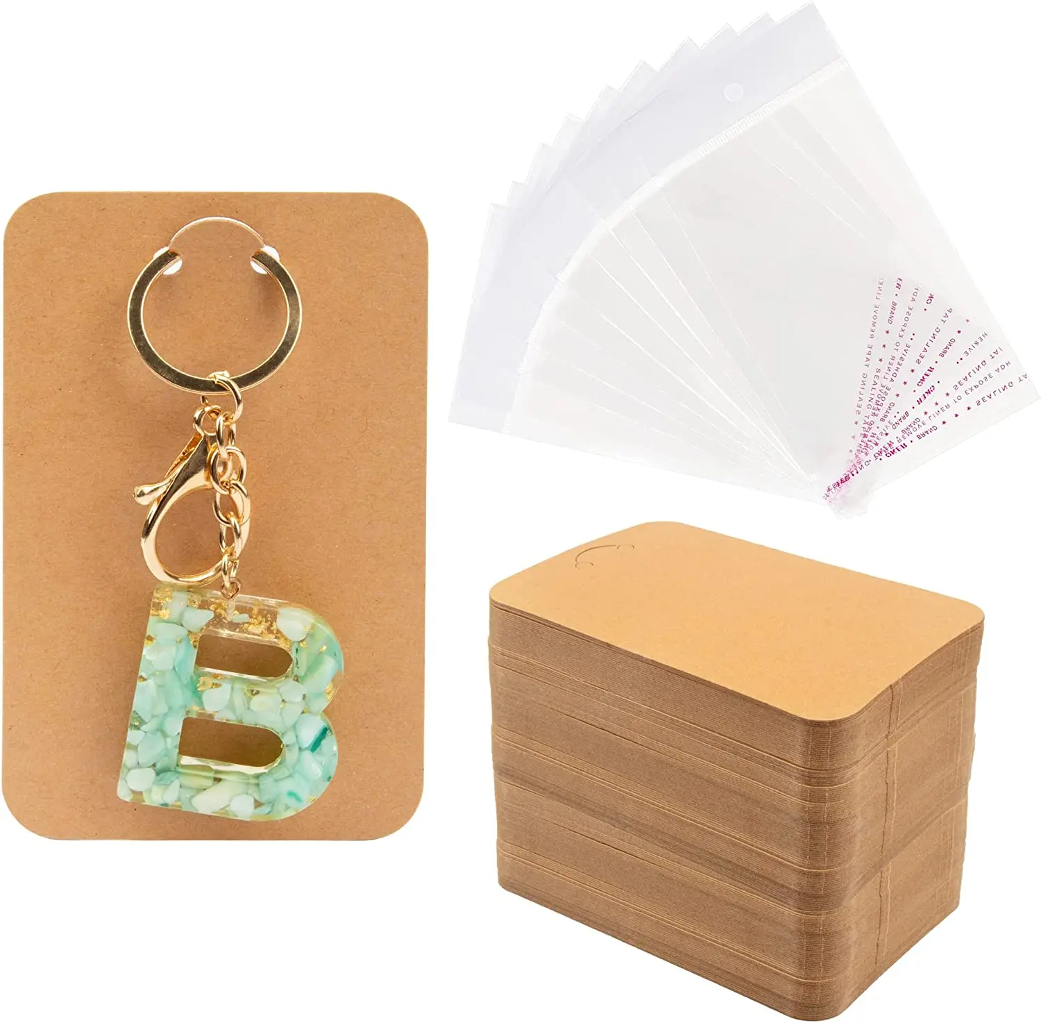 50pcs 7.5x12cm Keychain Packing Cards Kraft Paper Cards for DIY Jewelry Keychain Display Cardboard Keyrings Retail Price Tags
