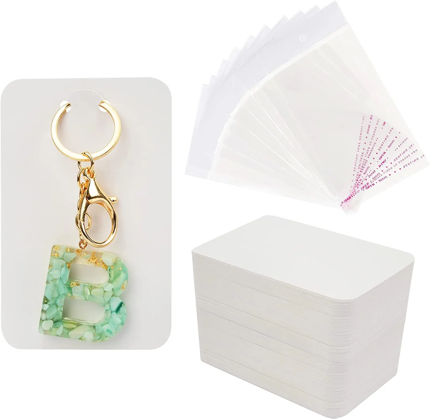 50pcs 7.5x12cm Keychain Packing Cards Kraft Paper Cards for DIY Jewelry Keychain Display Cardboard Keyrings Retail Price Tags
