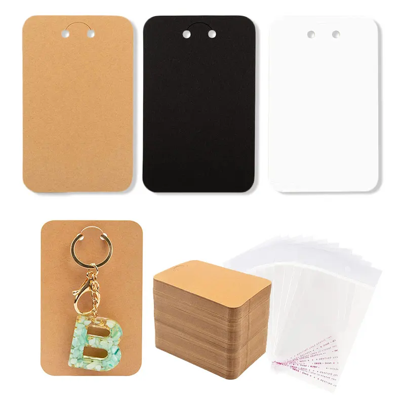 50pcs 7.5x12cm Keychain Packing Cards Kraft Paper Cards for DIY Jewelry Keychain Display Cardboard Keyrings Retail Price Tags