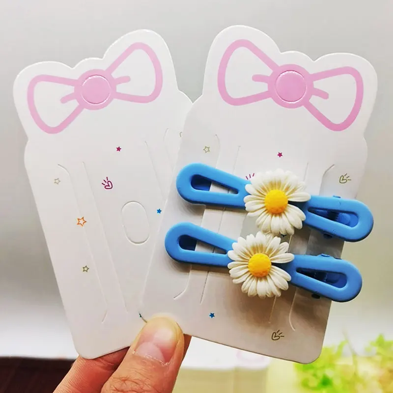 50pcs 6x10cm Pink Hair Clip Bow Display Cards for DIY Hair Jewelry Barrette Hairpin Packaging Cardboard Retail Display Holder