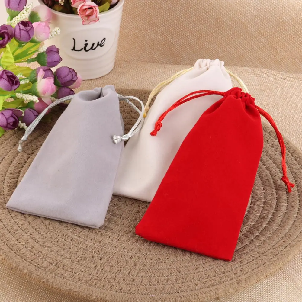 5/10pcs 8x17cm 8x22cm Velvet Jewelry Bags Perfume bottle Necklace Packaging Drawstring Pouches Christmas Mini Small Gift Bags