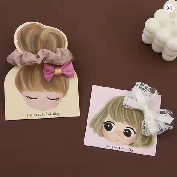 50pcs Cute Girl Cartoon Hair Clip Display Cards Hair Ties And Hair Accessories for Children Packaging Cards