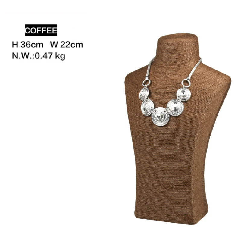 Design Necklace Hanger Top Sell Jewellery Display Bust Model Rack Hemp Rope Necklace Display Stand Holder Nice New High Quality
