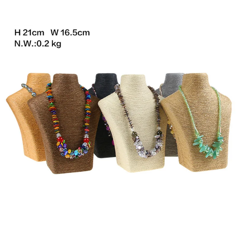 Design Necklace Hanger Top Sell Jewellery Display Bust Model Rack Hemp Rope Necklace Display Stand Holder Nice New High Quality