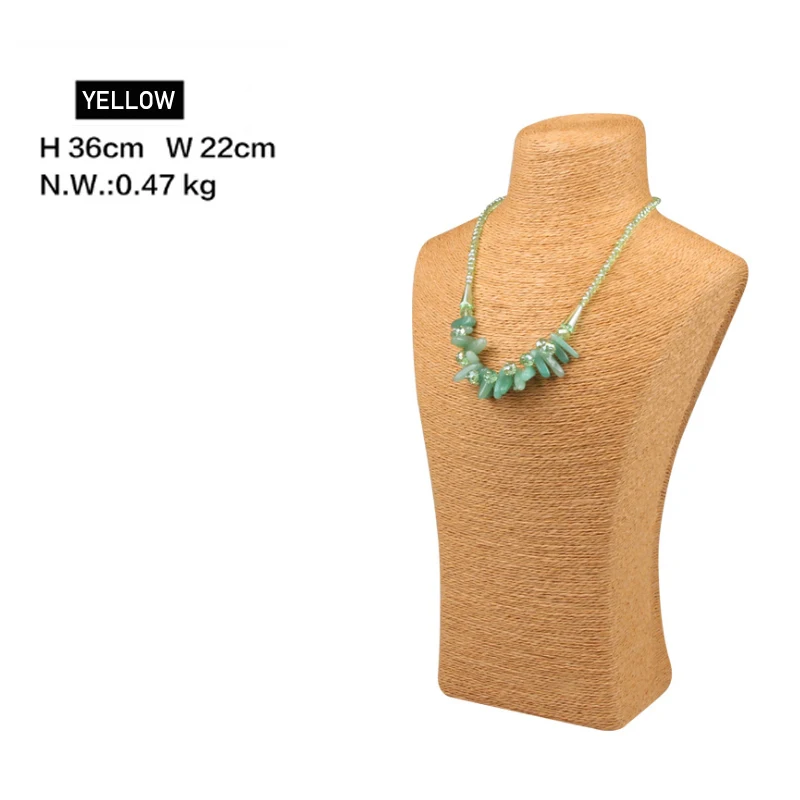 Design Necklace Hanger Top Sell Jewellery Display Bust Model Rack Hemp Rope Necklace Display Stand Holder Nice New High Quality