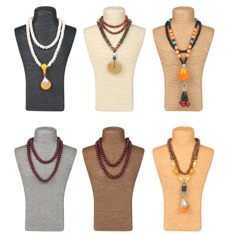 Design Necklace Hanger Top Sell Jewellery Display Bust Model Rack Hemp Rope Necklace Display Stand Holder Nice New High Quality