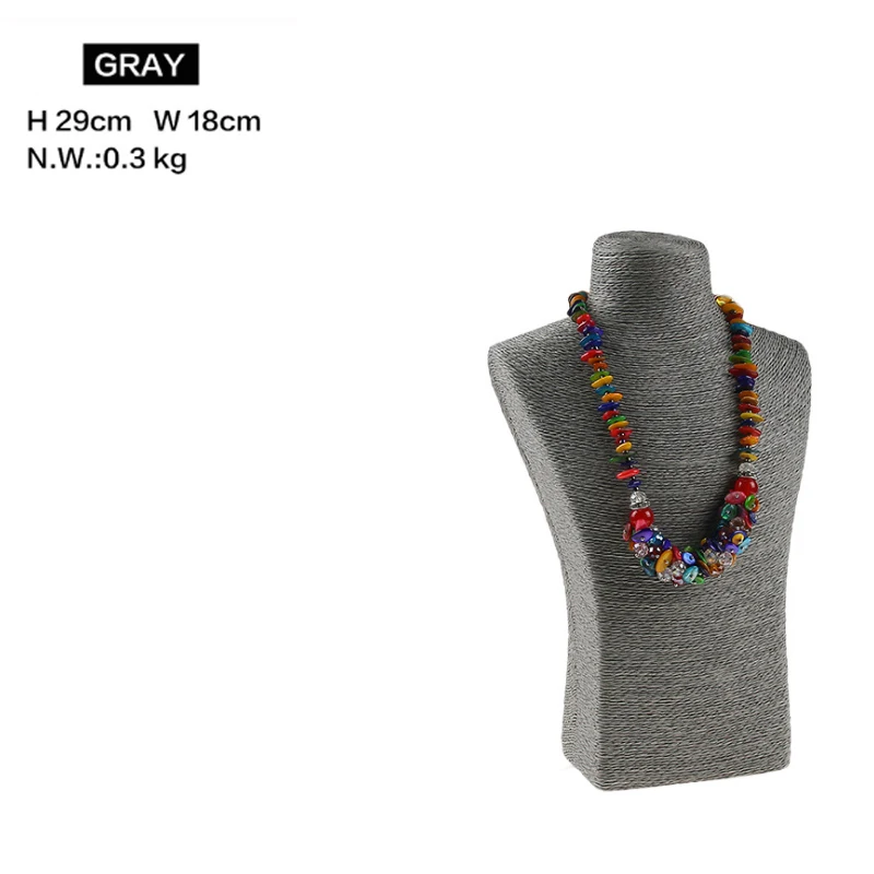 Design Necklace Hanger Top Sell Jewellery Display Bust Model Rack Hemp Rope Necklace Display Stand Holder Nice New High Quality