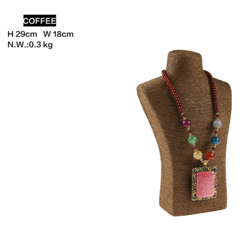 Design Necklace Hanger Top Sell Jewellery Display Bust Model Rack Hemp Rope Necklace Display Stand Holder Nice New High Quality