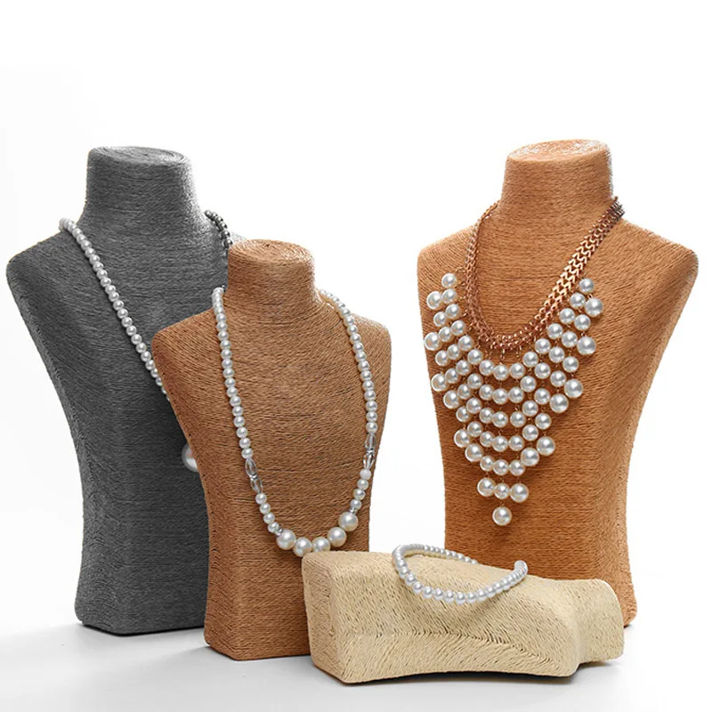 Design Necklace Hanger Top Sell Jewellery Display Bust Model Rack Hemp Rope Necklace Display Stand Holder Nice New High Quality