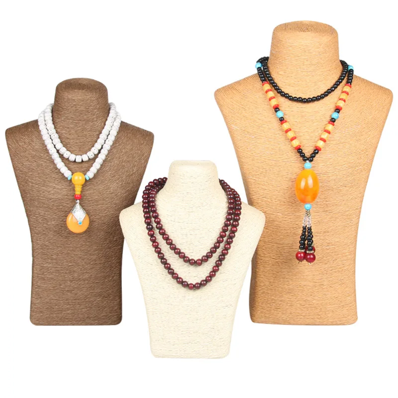 Design Necklace Hanger Top Sell Jewellery Display Bust Model Rack Hemp Rope Necklace Display Stand Holder Nice New High Quality