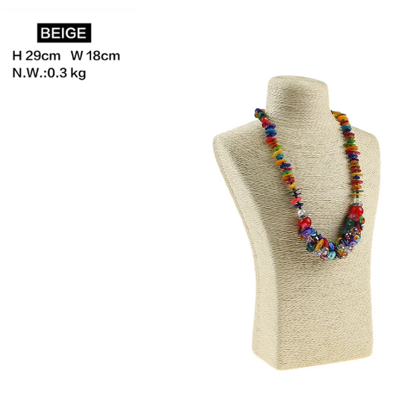 Design Necklace Hanger Top Sell Jewellery Display Bust Model Rack Hemp Rope Necklace Display Stand Holder Nice New High Quality