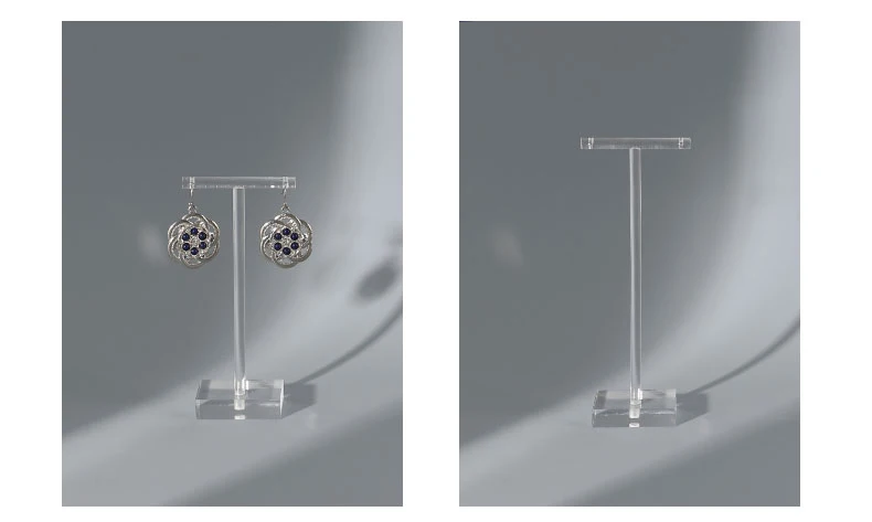 Transparent Acrylic Jewellers T Bar Earrings Display Holder Rack Jewelry Cabinet Window Earring Dangling Stand Photography Props