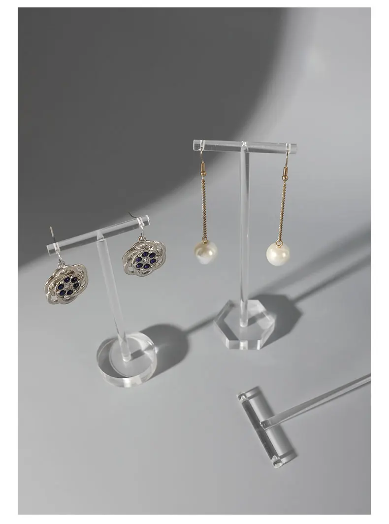Transparent Acrylic Jewellers T Bar Earrings Display Holder Rack Jewelry Cabinet Window Earring Dangling Stand Photography Props