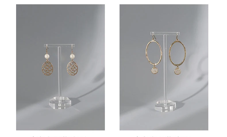 Transparent Acrylic Jewellers T Bar Earrings Display Holder Rack Jewelry Cabinet Window Earring Dangling Stand Photography Props