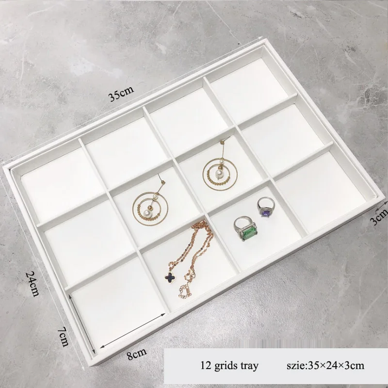 Black/White PU Leather Jewelry Pallet Necklace Tray for Storage Rings Bracelet Exhibition Jewelry Organizer Showcases