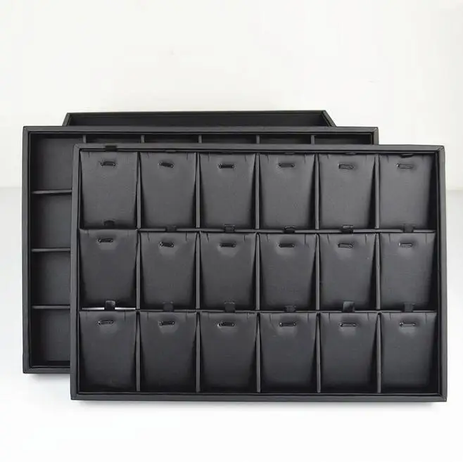 Black/White PU Leather Jewelry Pallet Necklace Tray for Storage Rings Bracelet Exhibition Jewelry Organizer Showcases