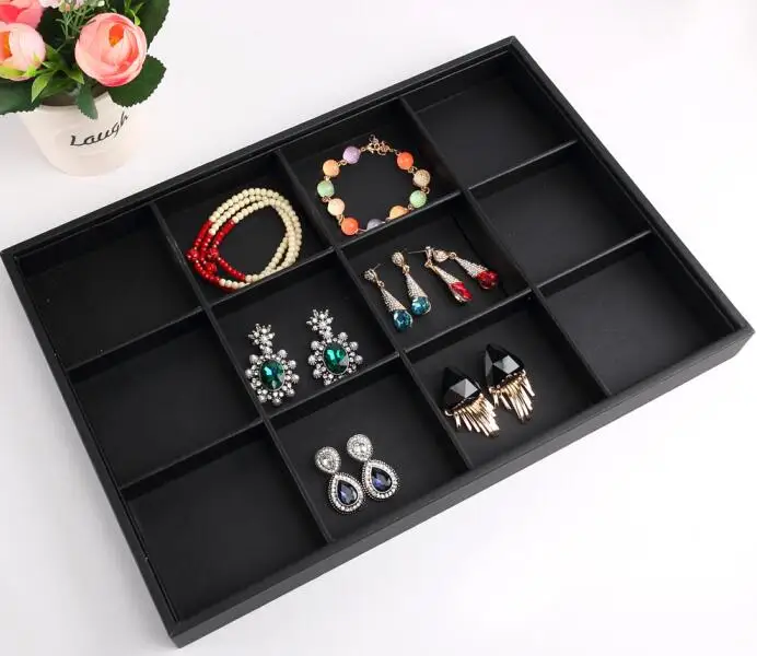 Black/White PU Leather Jewelry Pallet Necklace Tray for Storage Rings Bracelet Exhibition Jewelry Organizer Showcases