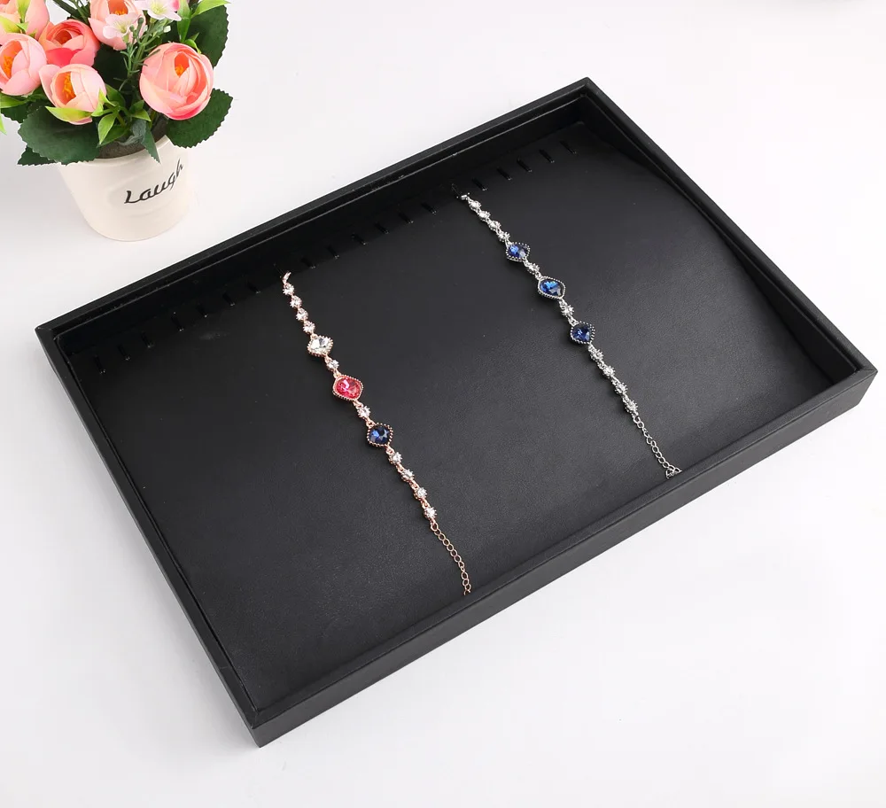 Black/White PU Leather Jewelry Pallet Necklace Tray for Storage Rings Bracelet Exhibition Jewelry Organizer Showcases