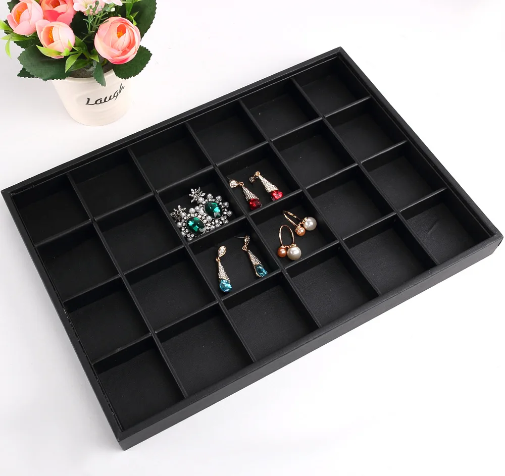 Black/White PU Leather Jewelry Pallet Necklace Tray for Storage Rings Bracelet Exhibition Jewelry Organizer Showcases