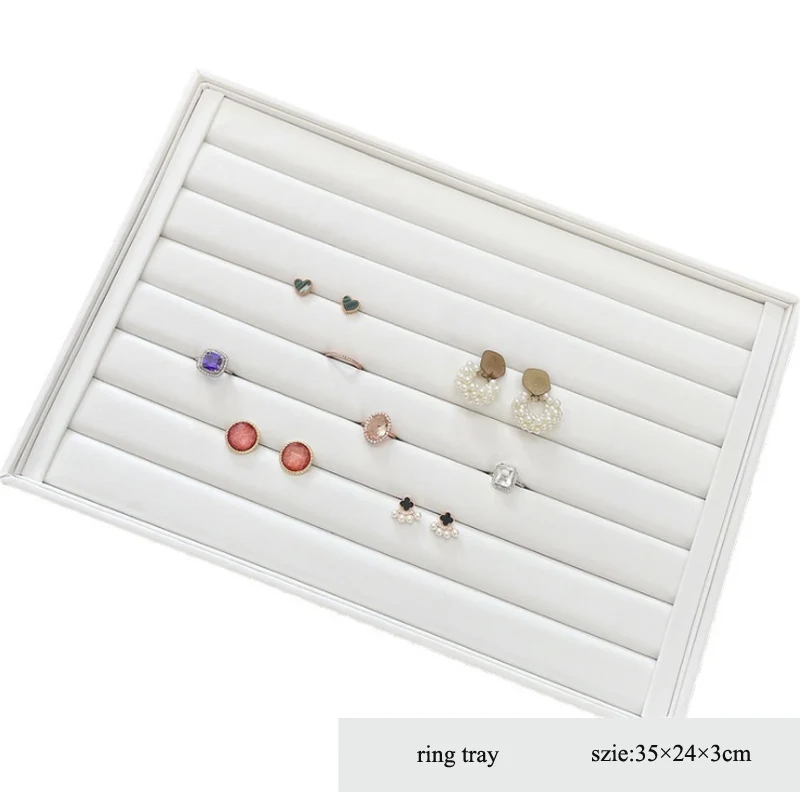 Black/White PU Leather Jewelry Pallet Necklace Tray for Storage Rings Bracelet Exhibition Jewelry Organizer Showcases