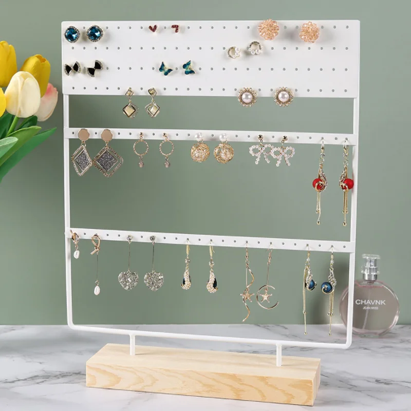 Jewellery Display Rack White/Black Metal Wooden 24/36/44/66/88/110/144 holes Stand for Earrings Jewelry Stud Earrings Holder
