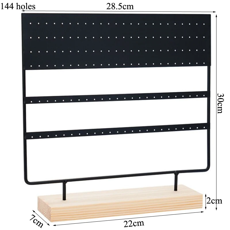 Jewellery Display Rack White/Black Metal Wooden 24/36/44/66/88/110/144 holes Stand for Earrings Jewelry Stud Earrings Holder