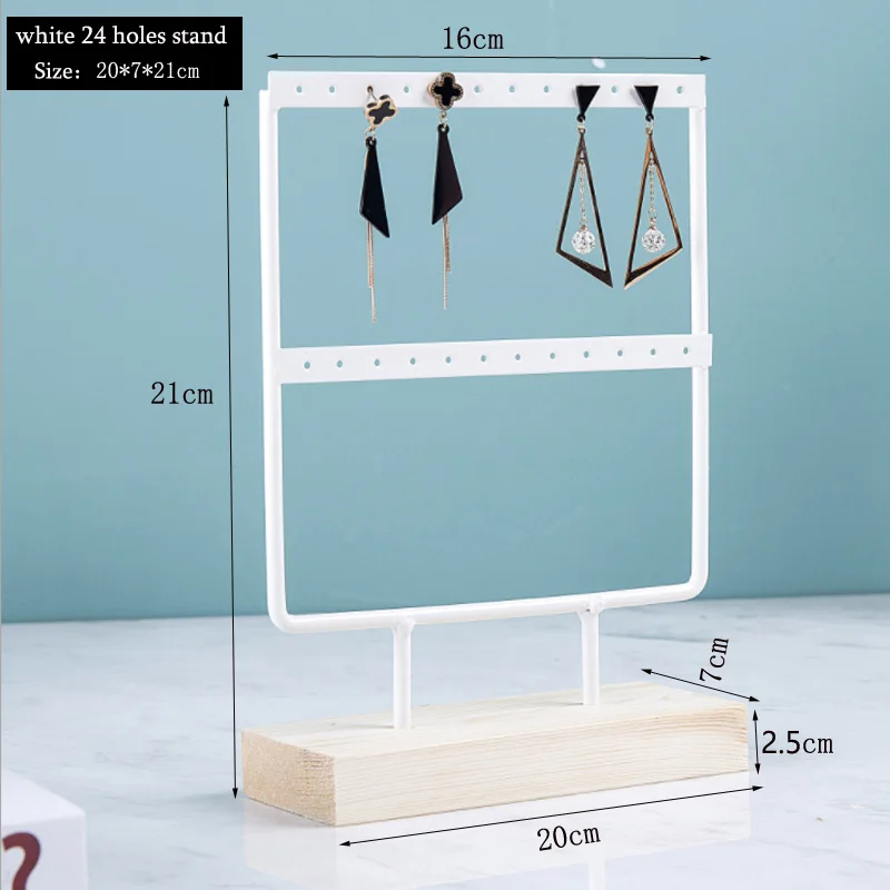 Jewellery Display Rack White/Black Metal Wooden 24/36/44/66/88/110/144 holes Stand for Earrings Jewelry Stud Earrings Holder