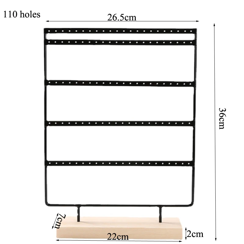 Jewellery Display Rack White/Black Metal Wooden 24/36/44/66/88/110/144 holes Stand for Earrings Jewelry Stud Earrings Holder