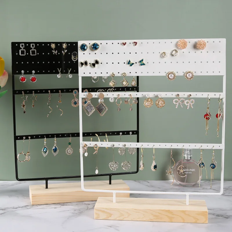 Jewellery Display Rack White/Black Metal Wooden 24/36/44/66/88/110/144 holes Stand for Earrings Jewelry Stud Earrings Holder