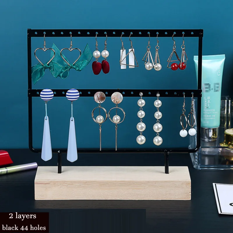 Jewellery Display Rack White/Black Metal Wooden 24/36/44/66/88/110/144 holes Stand for Earrings Jewelry Stud Earrings Holder