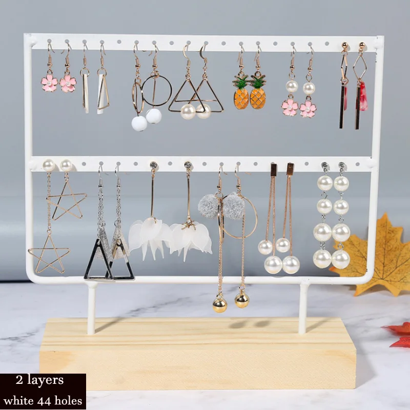 Jewellery Display Rack White/Black Metal Wooden 24/36/44/66/88/110/144 holes Stand for Earrings Jewelry Stud Earrings Holder