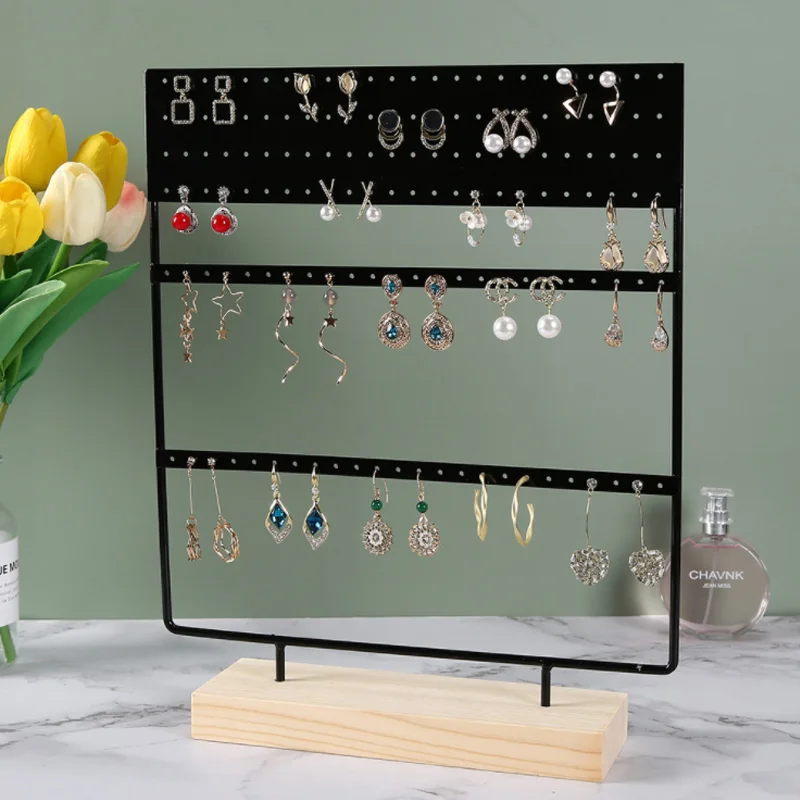 Jewellery Display Rack White/Black Metal Wooden 24/36/44/66/88/110/144 holes Stand for Earrings Jewelry Stud Earrings Holder