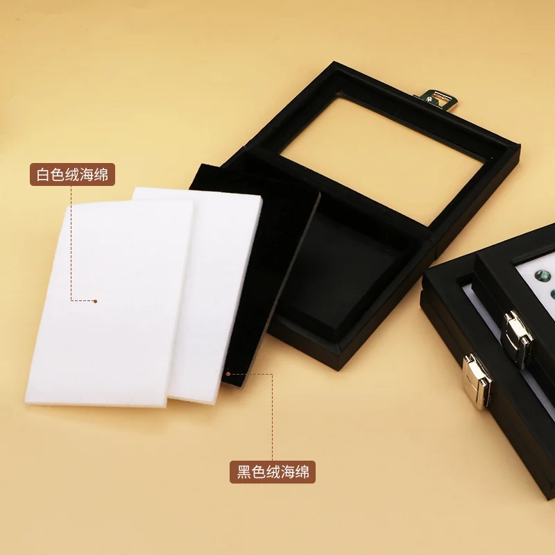 Gemstone Diamond Jewelery Display Storage Transparent Glass Lid Box Pendant Earrings Gem Stone Holder Organizer case
