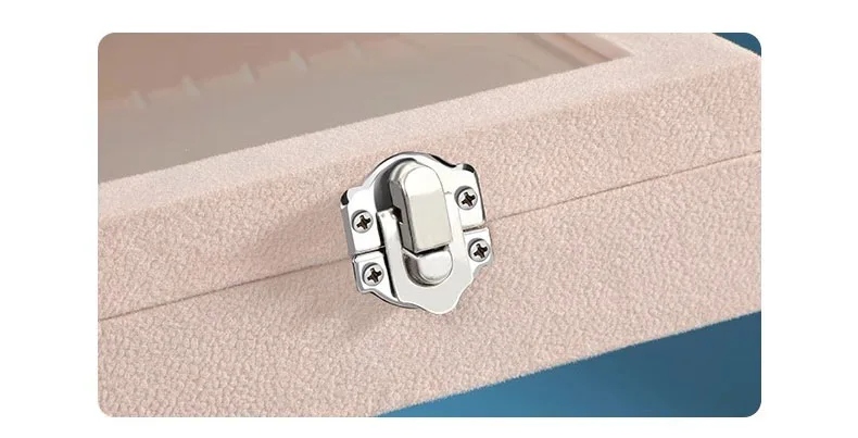 Ice Velvet 20 Hooks Jewelry Showcase for Necklaces Jewelry Box Stackable Glass Top Lockable