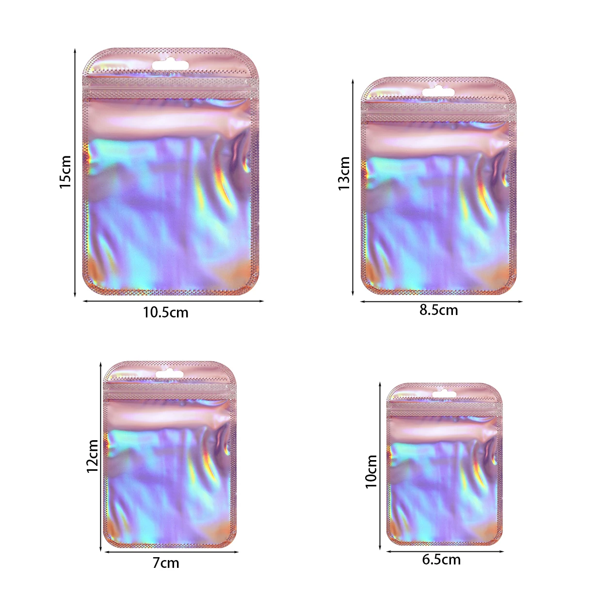 50pcs/Lot Iridescent Ziplock Bags Transparent Laser Thicken Plastic Seal Bags for Jewelry Earrings Pendants Display Handicrafts