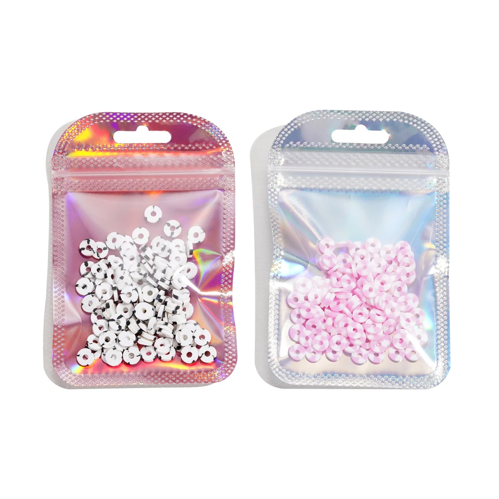 50pcs/Lot Iridescent Ziplock Bags Transparent Laser Thicken Plastic Seal Bags for Jewelry Earrings Pendants Display Handicrafts