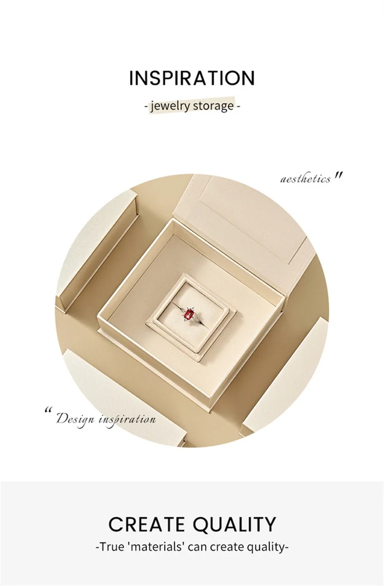 WoodTen Ring Gift Box with Lid Magnetic Jewelry Boxes for Wedding Proposal Gift Birthday Present with Card Velvet Packaging Box