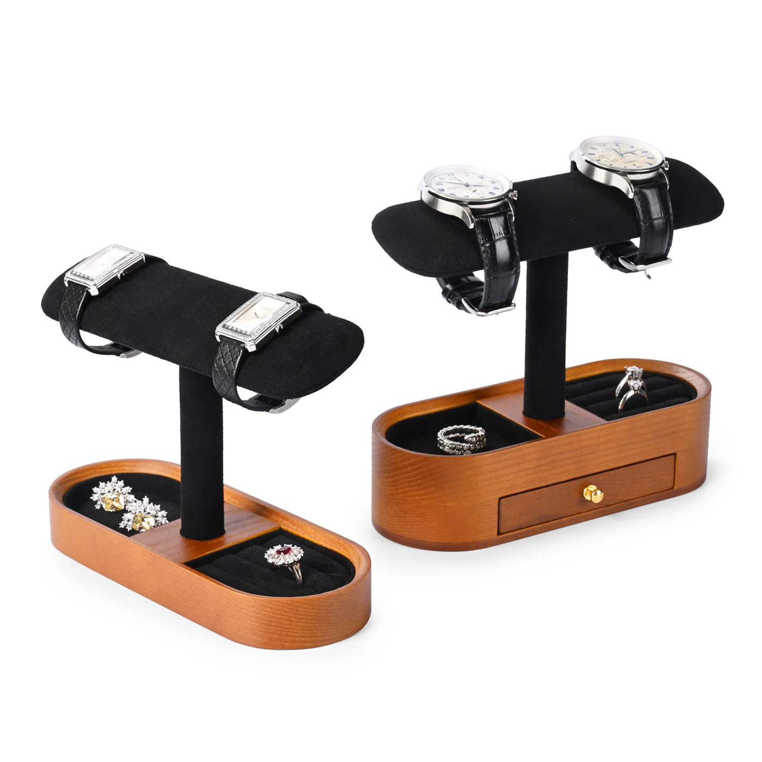 Luxury Wooden Multifunctional Jewelry Organizer with Watch Display Stand Classified Storage for Exquisite Jewelry & Watch Holder