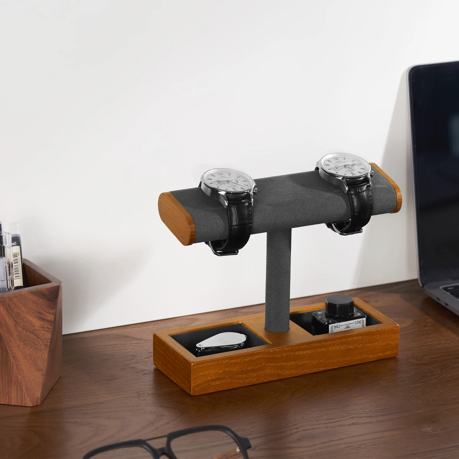 Luxury Wooden Multifunctional Jewelry Organizer with Watch Display Stand Classified Storage for Exquisite Jewelry & Watch Holder