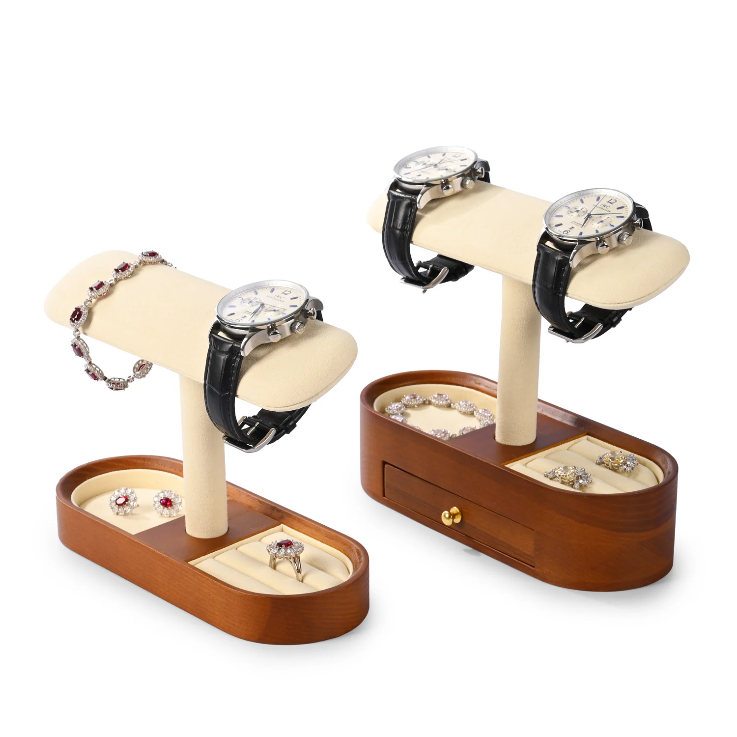 Luxury Wooden Multifunctional Jewelry Organizer with Watch Display Stand Classified Storage for Exquisite Jewelry & Watch Holder