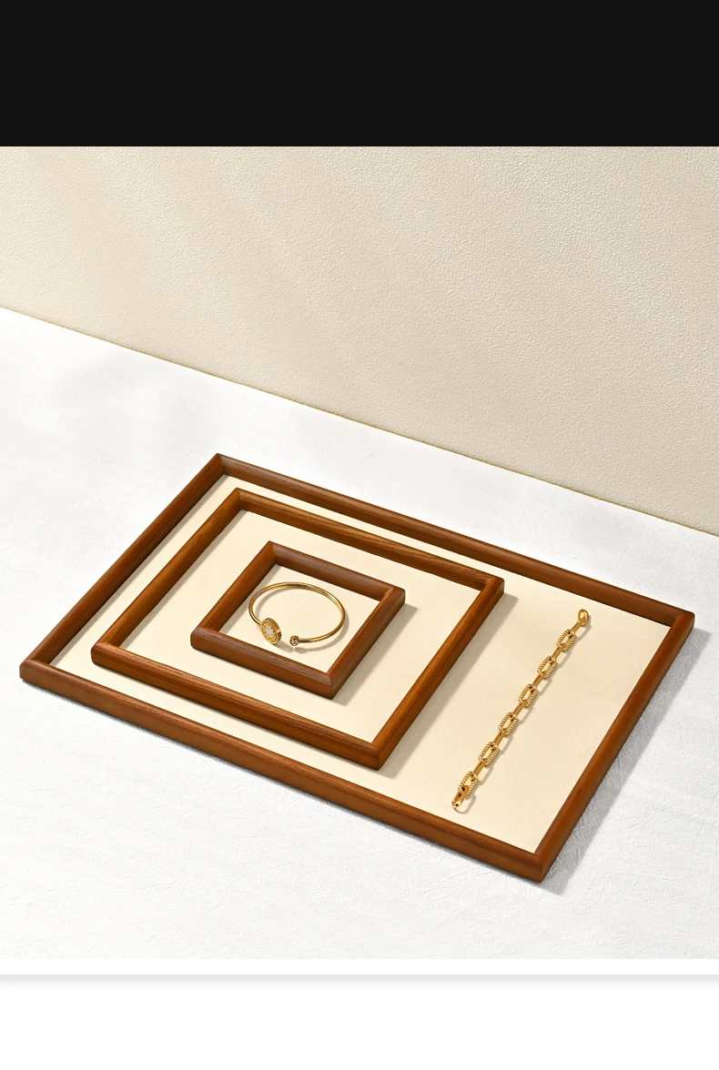 Oirlv New Solid Wooden Fashion Wood Ring Display Tray Jewelry Stud Earrings Storage Plate Jewellery Counter Showcase Props 2025